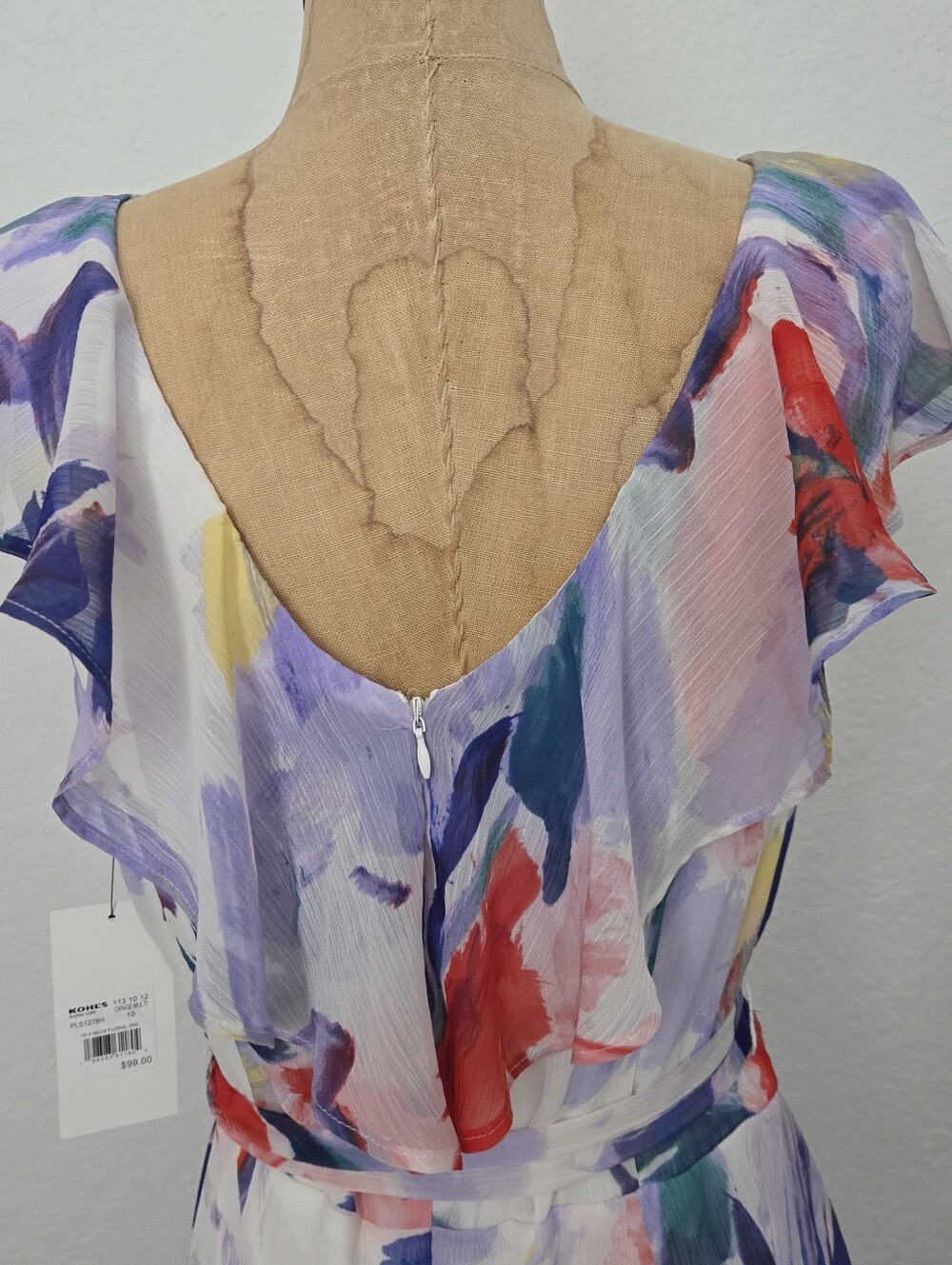Watercolor Ruffle High-Low Wrap Dress - Multicolor - Picture 5 of 6